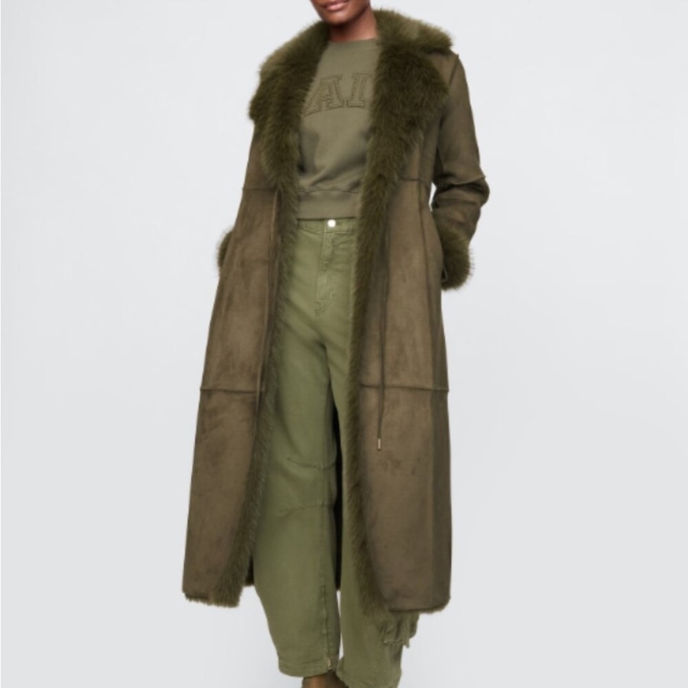 Gap x Cult Gaia vegan suede wrap coat, size M